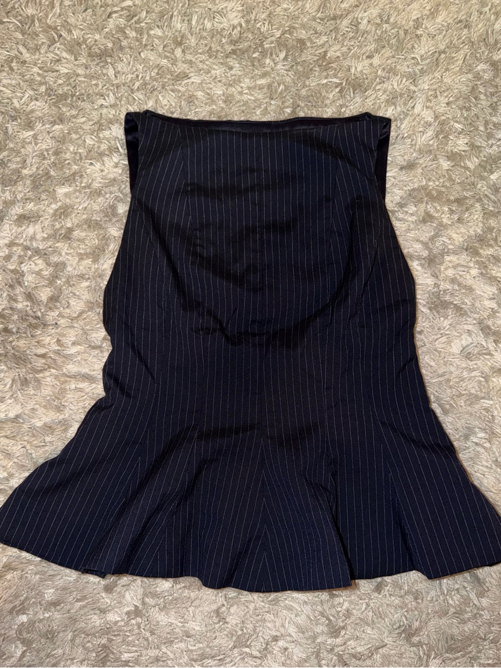 Zara Navy Pinstripe Peplum Top